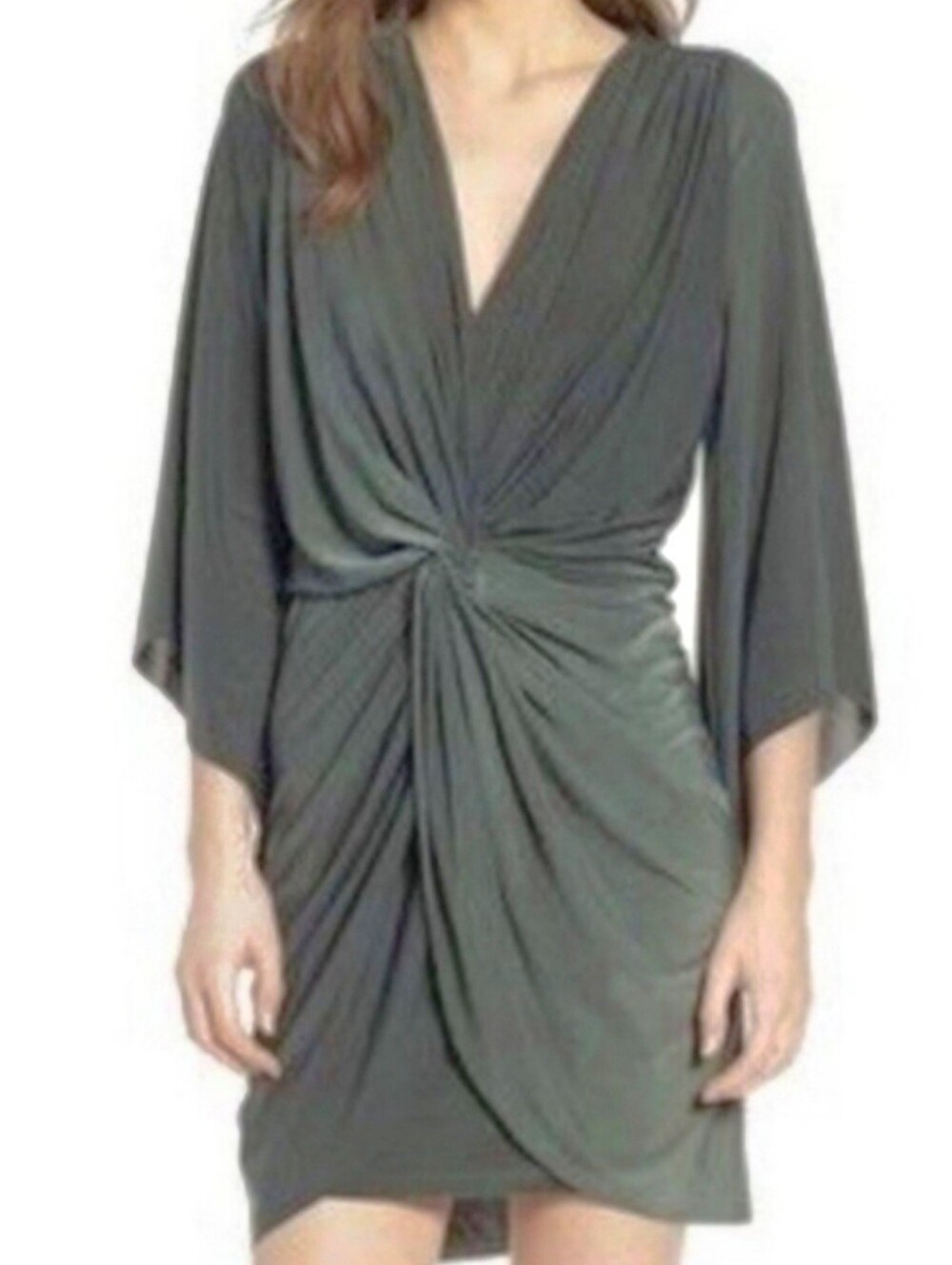 MISA Los Angeles Teget Draped Front Mini Cocktail Dress Olive Green NWT SM